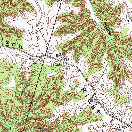 Topographic Map of Melson Ridge, KY