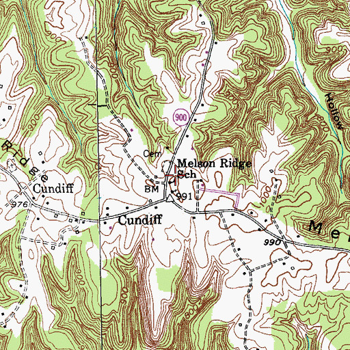 Topographic Map of Melson Ridge School, KY