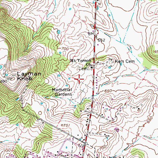 Topographic Map of Memorial Gardens, KY
