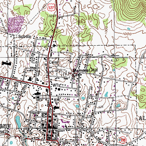 Topographic Map of Memorial Hill Cemetery, KY