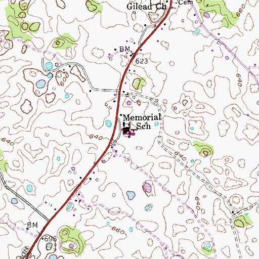 Topographic Map of Memorial Elementary School, KY