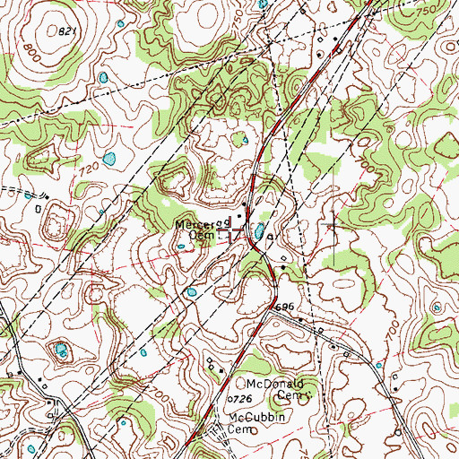 Topographic Map of Mercer Cemetery, KY