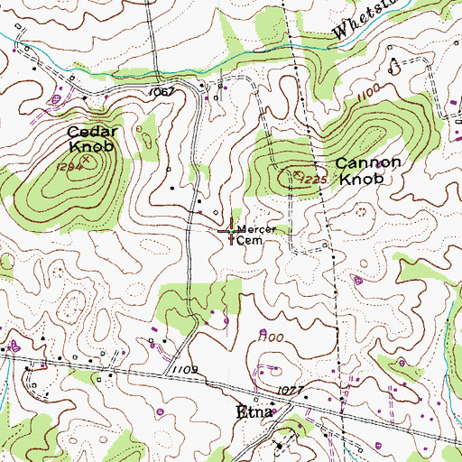 Topographic Map of Mercer Cemetery, KY