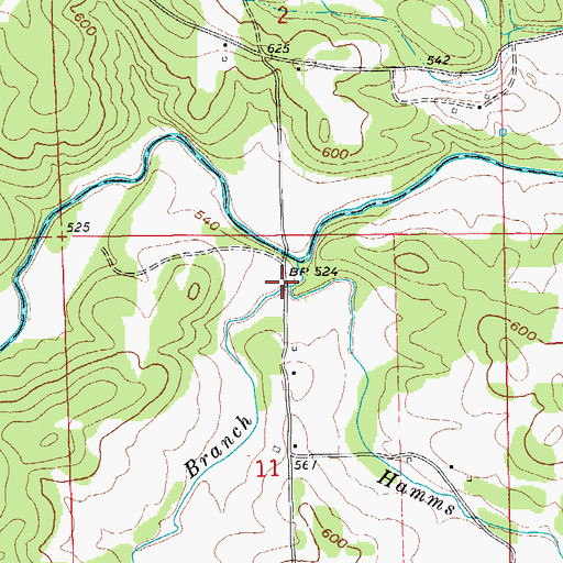 Topographic Map of Hamms Schoolhouse Branch, AR