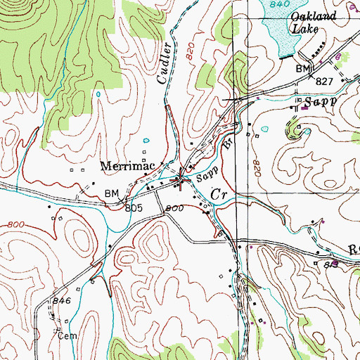 Topographic Map of Merrimac, KY