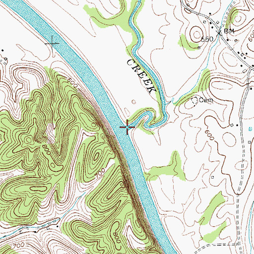 Topographic Map of Meshack Creek, KY