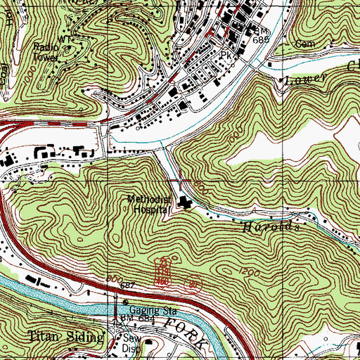 Topographic Map of Pikeville Medical Center Hospital, KY
