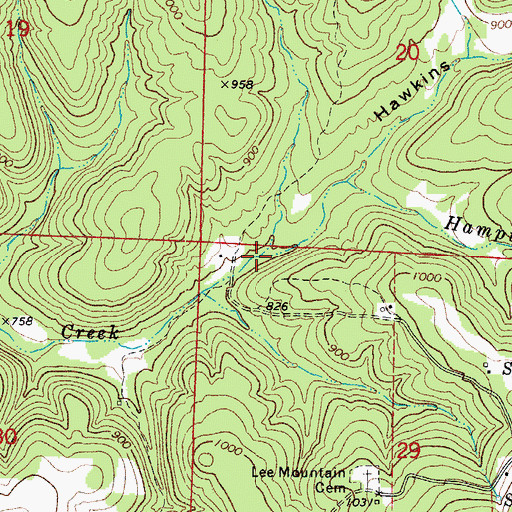 Topographic Map of Hampton Branch, AR