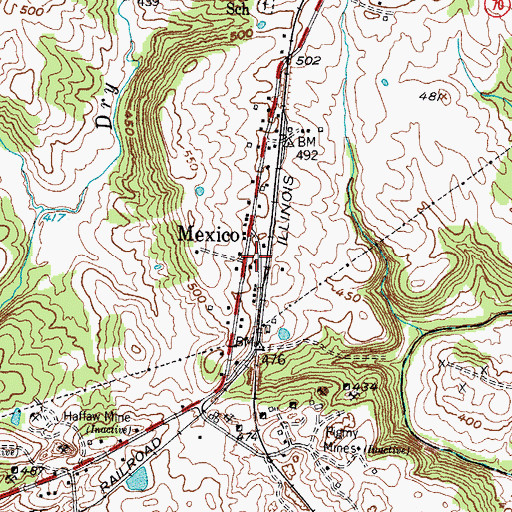 Topographic Map of Mexico, KY