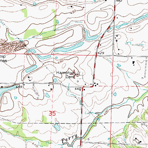 Topographic Map of Hampton Cemetery, AR