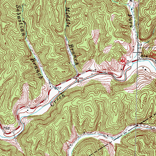 Topographic Map of Middle Branch Rockhouse Creek, KY