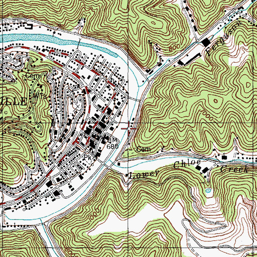 Topographic Map of Middle Bridge, KY