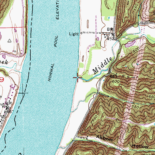Topographic Map of Middle Creek, KY