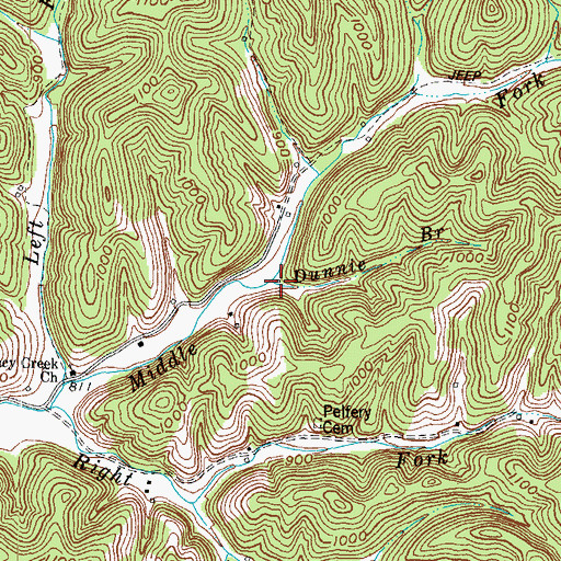 Topographic Map of Dunnie Branch, KY