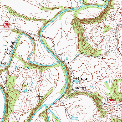 Topographic Map of Middle Fork Drakes Creek, KY