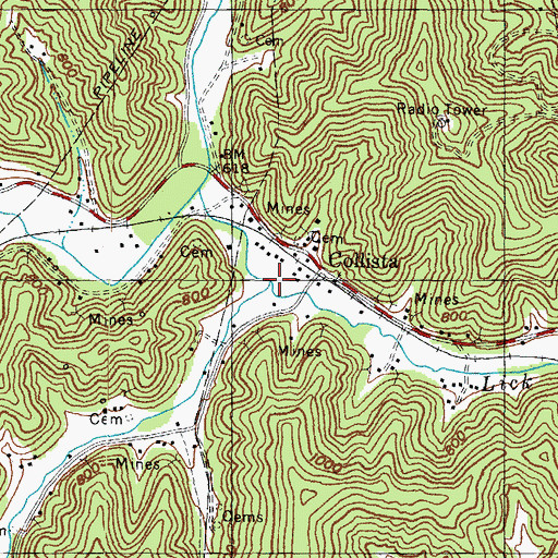 Topographic Map of Middle Fork Lick Fork, KY