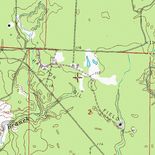 Topographic Map of Hampton Oil Field, AR