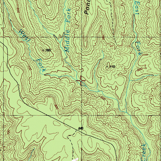 Topographic Map of Middle Fork Overalls Creek, KY