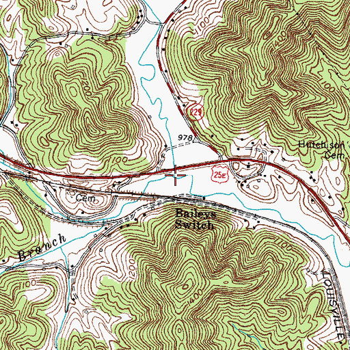 Topographic Map of Middle Fork Richland Creek, KY