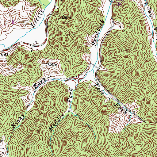 Topographic Map of Middle Fork Seedtick Branch, KY