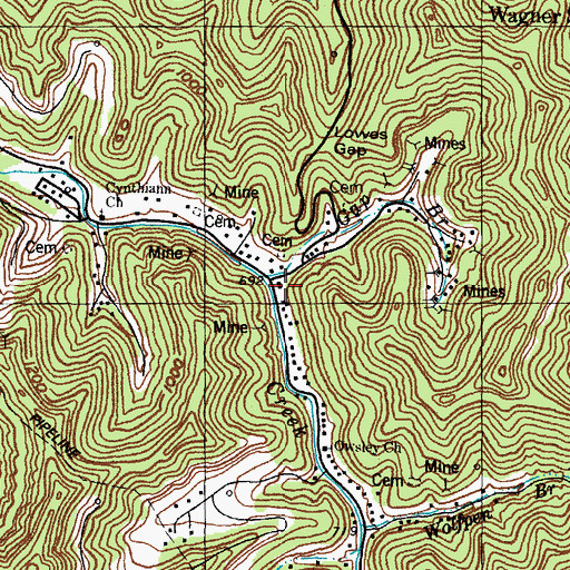 Topographic Map of Middle Hurricane School, KY