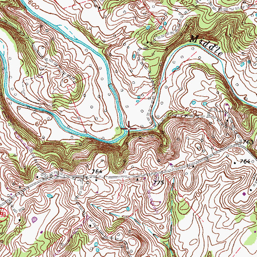 Topographic Map of Middle Pitman Creek, KY