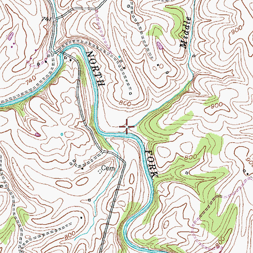 Topographic Map of Middle Run, KY