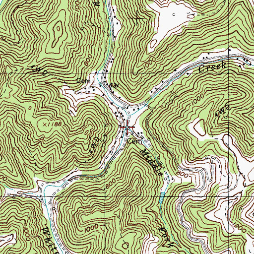 Topographic Map of Middle White Oak Fork, KY