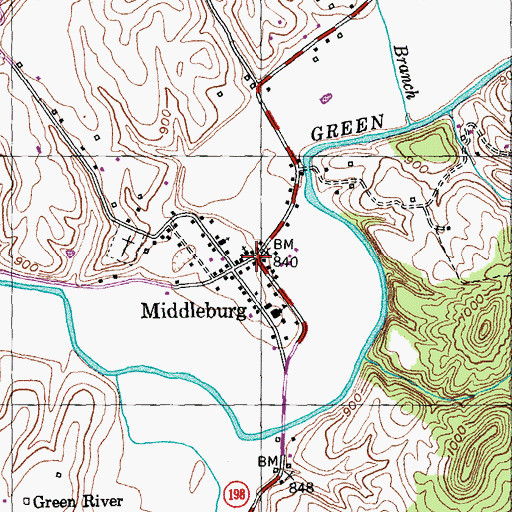 Topographic Map of Middleburg, KY