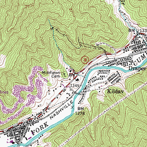 Topographic Map of Middleton Cemetery, KY
