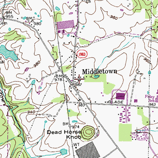 Topographic Map of Middletown, KY