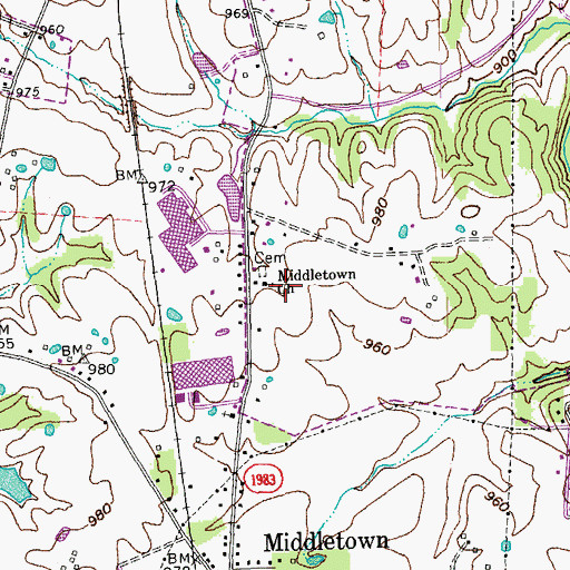 Topographic Map of Middletown Baptist Church, KY