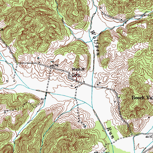 Topographic Map of Midkiff Cemetery, KY