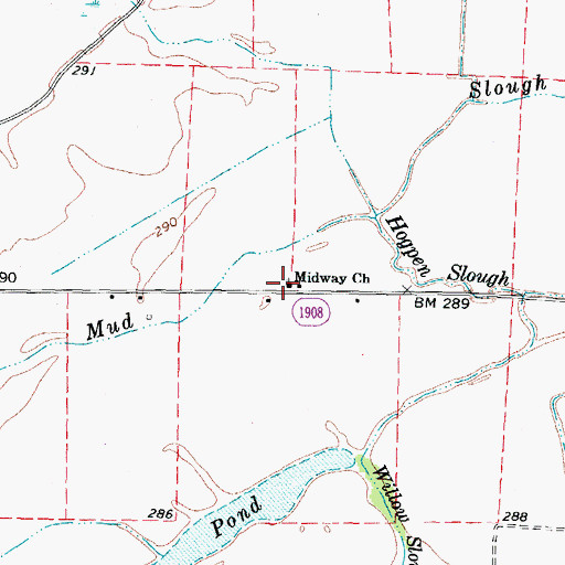 Topographic Map of Midway Church, KY