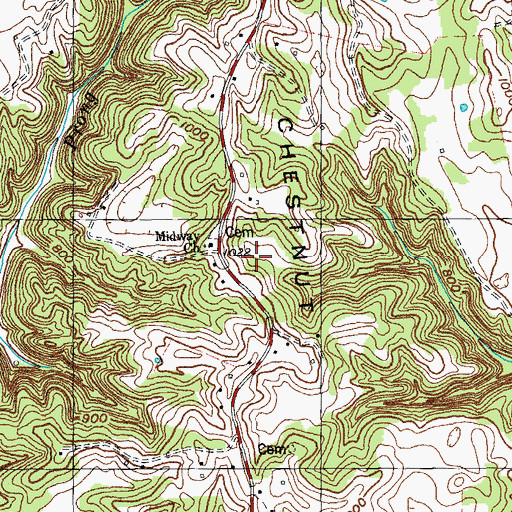 Topographic Map of Midway Church, KY