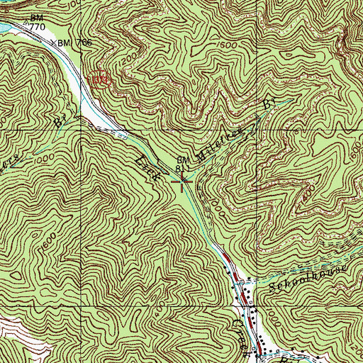 Topographic Map of Miletree Branch, KY