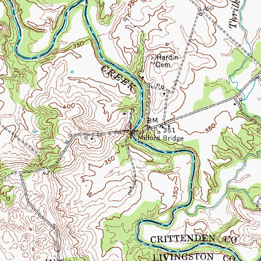 Topographic Map of Milford Bridge, KY