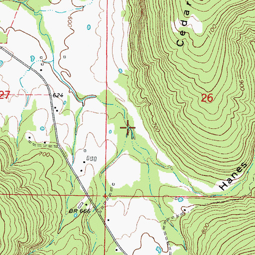 Topographic Map of Hanes Hollow, AR