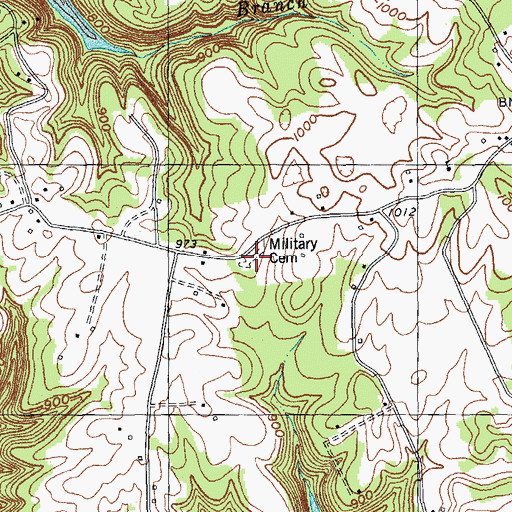 Topographic Map of Military Cemetery, KY