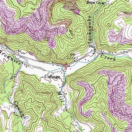Topographic Map of Mill Branch, KY