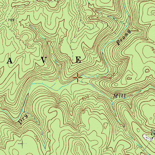 Topographic Map of Mill Branch, KY
