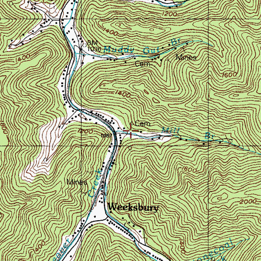 Topographic Map of Mill Branch, KY