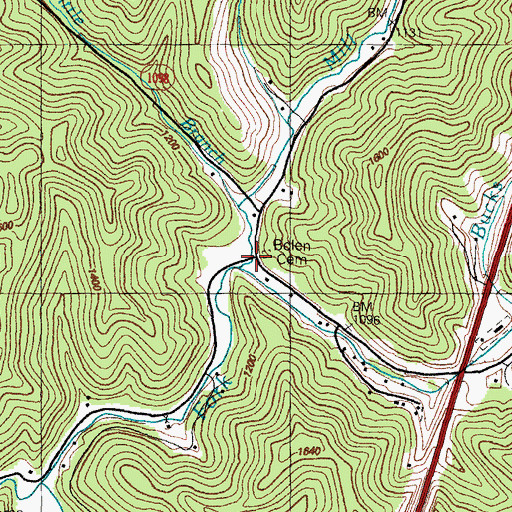 Topographic Map of Mill Branch, KY