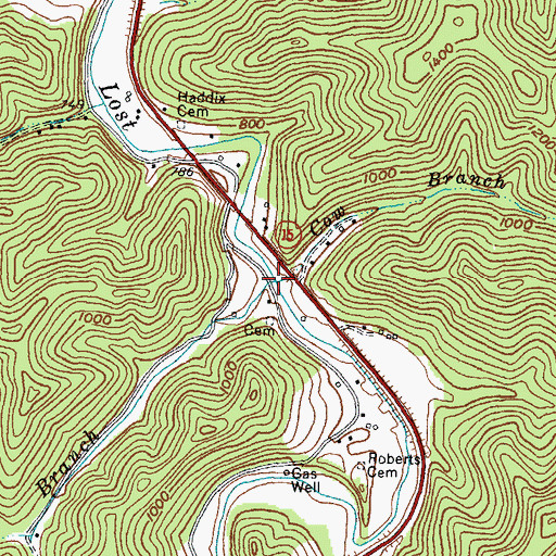 Topographic Map of Mill Branch, KY