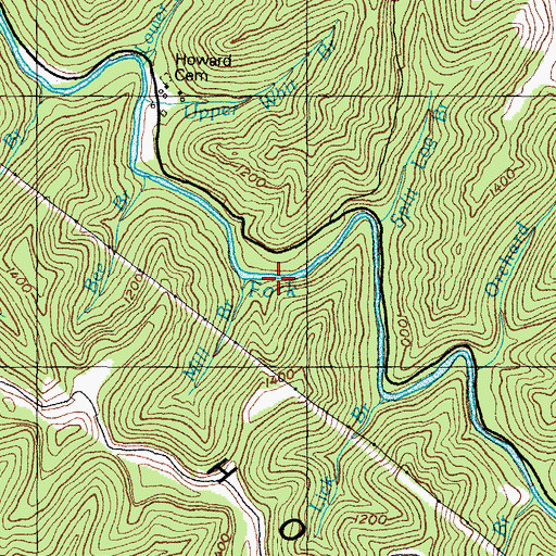 Topographic Map of Mill Branch, KY