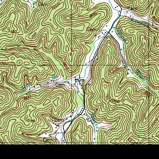 Topographic Map of Mill Branch, KY