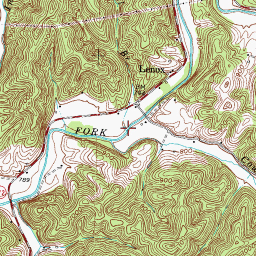 Topographic Map of Mill Branch, KY