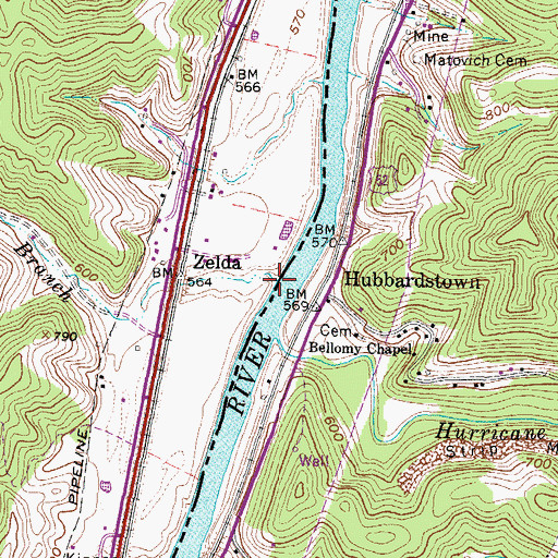 Topographic Map of Mill Branch, KY