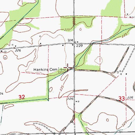 Topographic Map of Hankins-Sullins Cemetery, AR