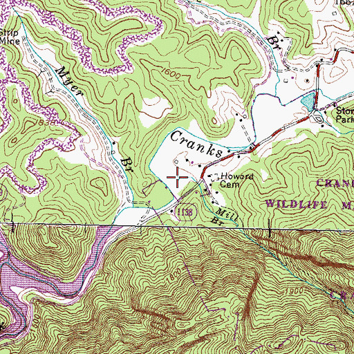 Topographic Map of Mill Branch, KY
